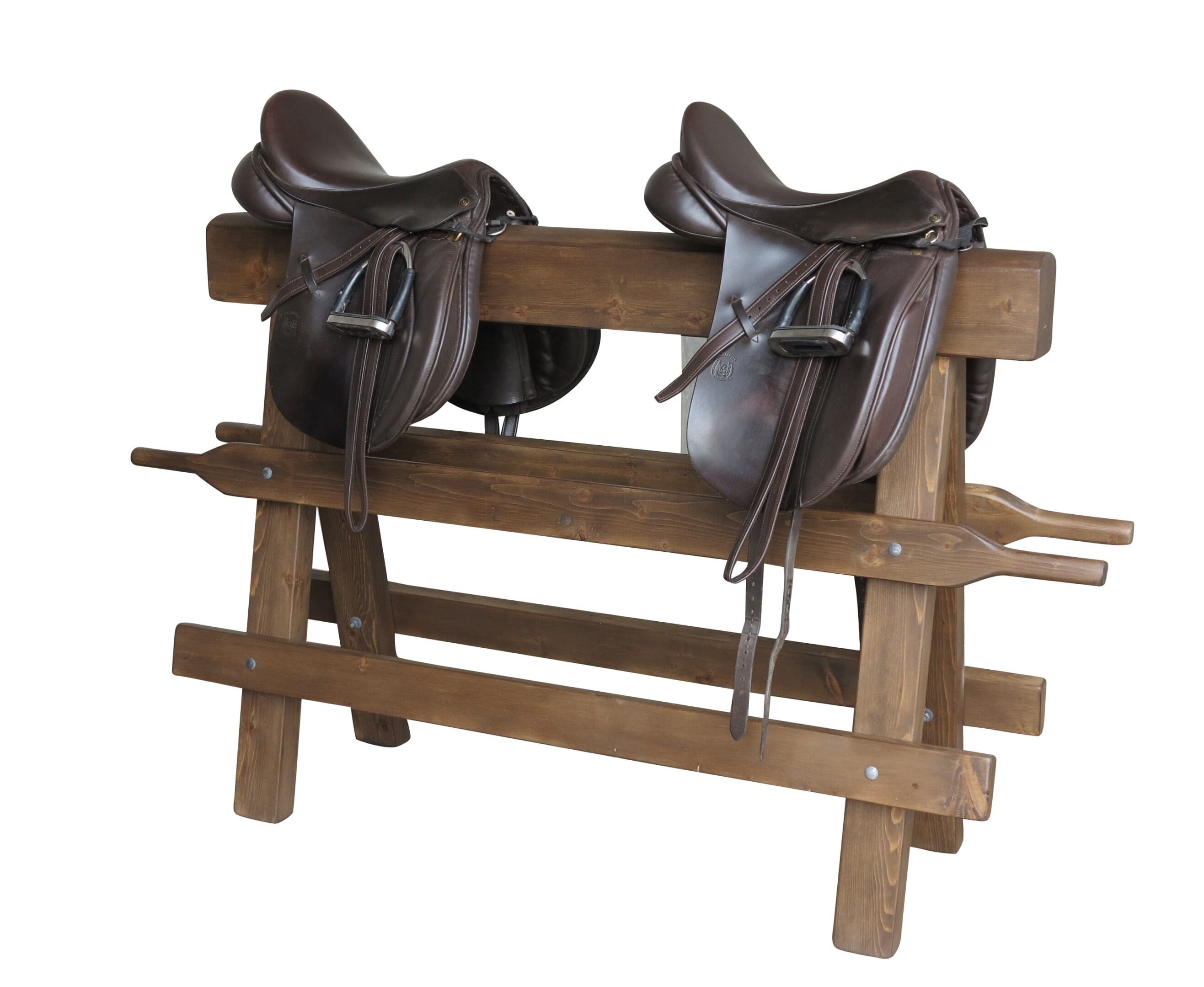 Bespoke Made Reclaimed Pine Saddle Rack with Handles - D1982