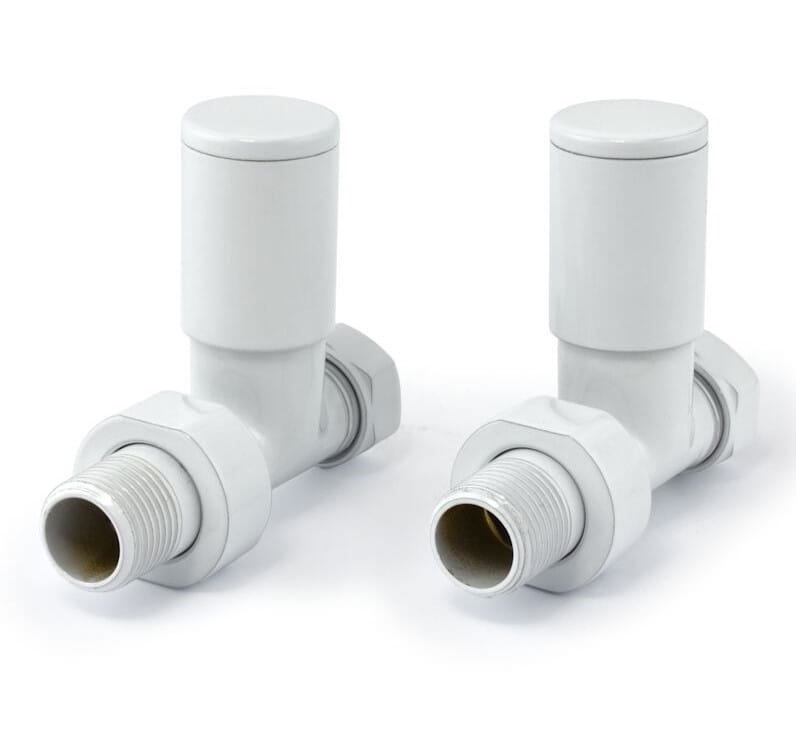 Pair of Milan White Straight Radiator Valves - Milaws