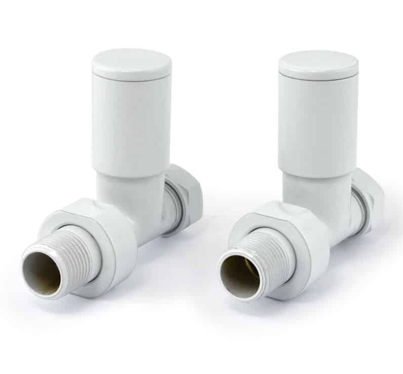 Pair Of White Milan Straight Manual Valves