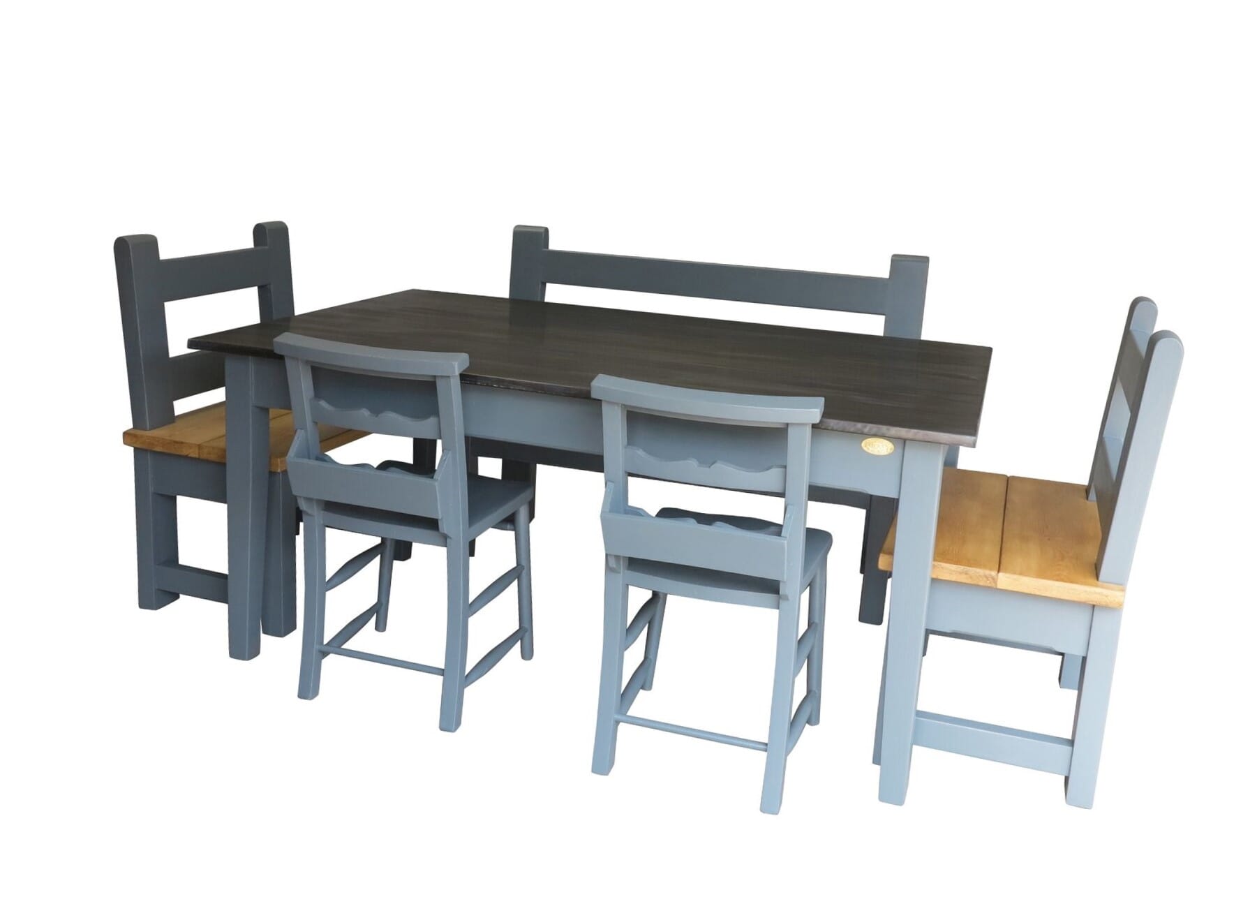 Bespoke Antiqued Zinc Top Dining Table Benches and Chairs - D1625