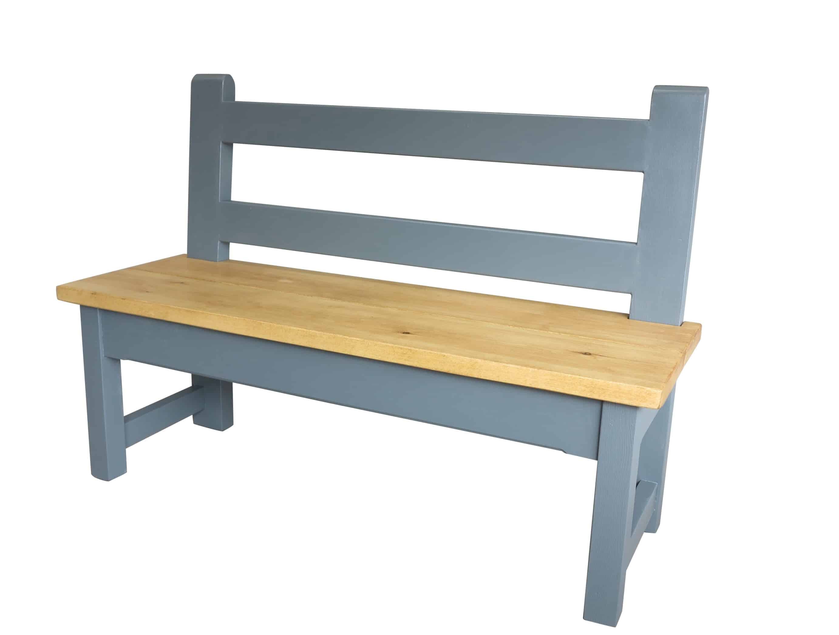 Bespoke Made Reclaimed Pine Wooden Bench with Back