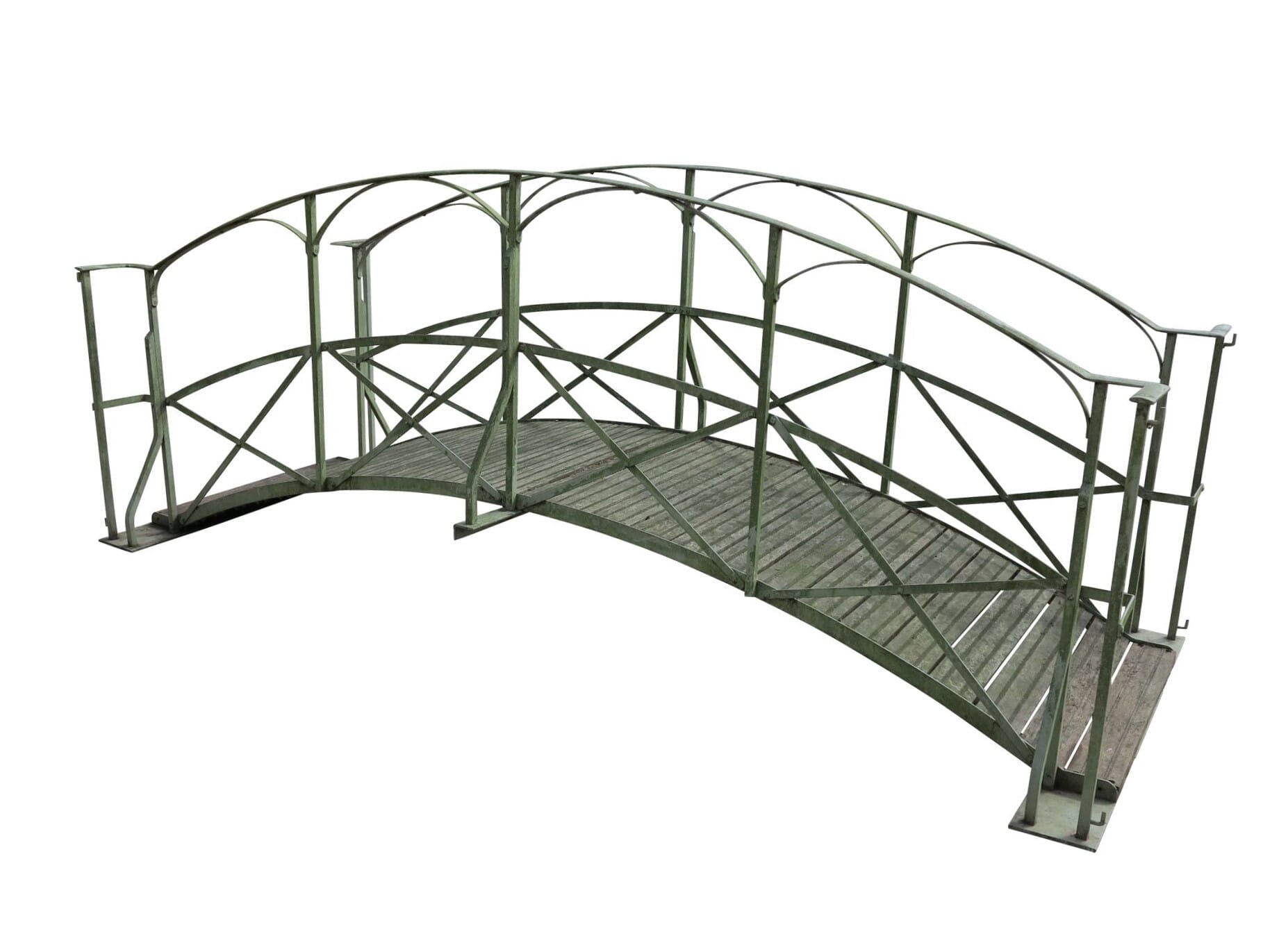 Iron & Timber Pedestrian Foot Bridge For Streams & Ponds - 9698
