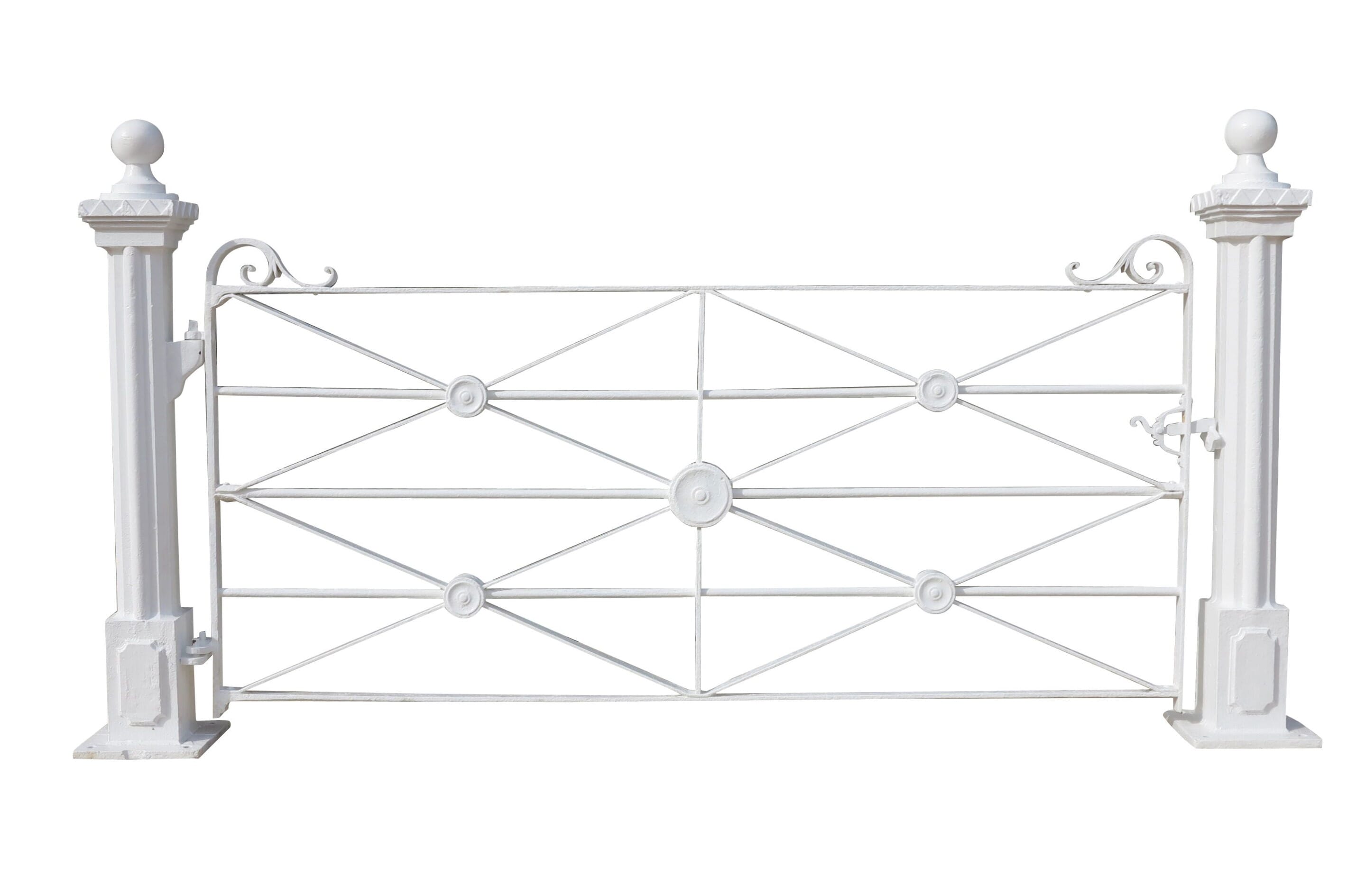 Wrought Iron Antique Estate Gate and Cast Iron Posts - 9083