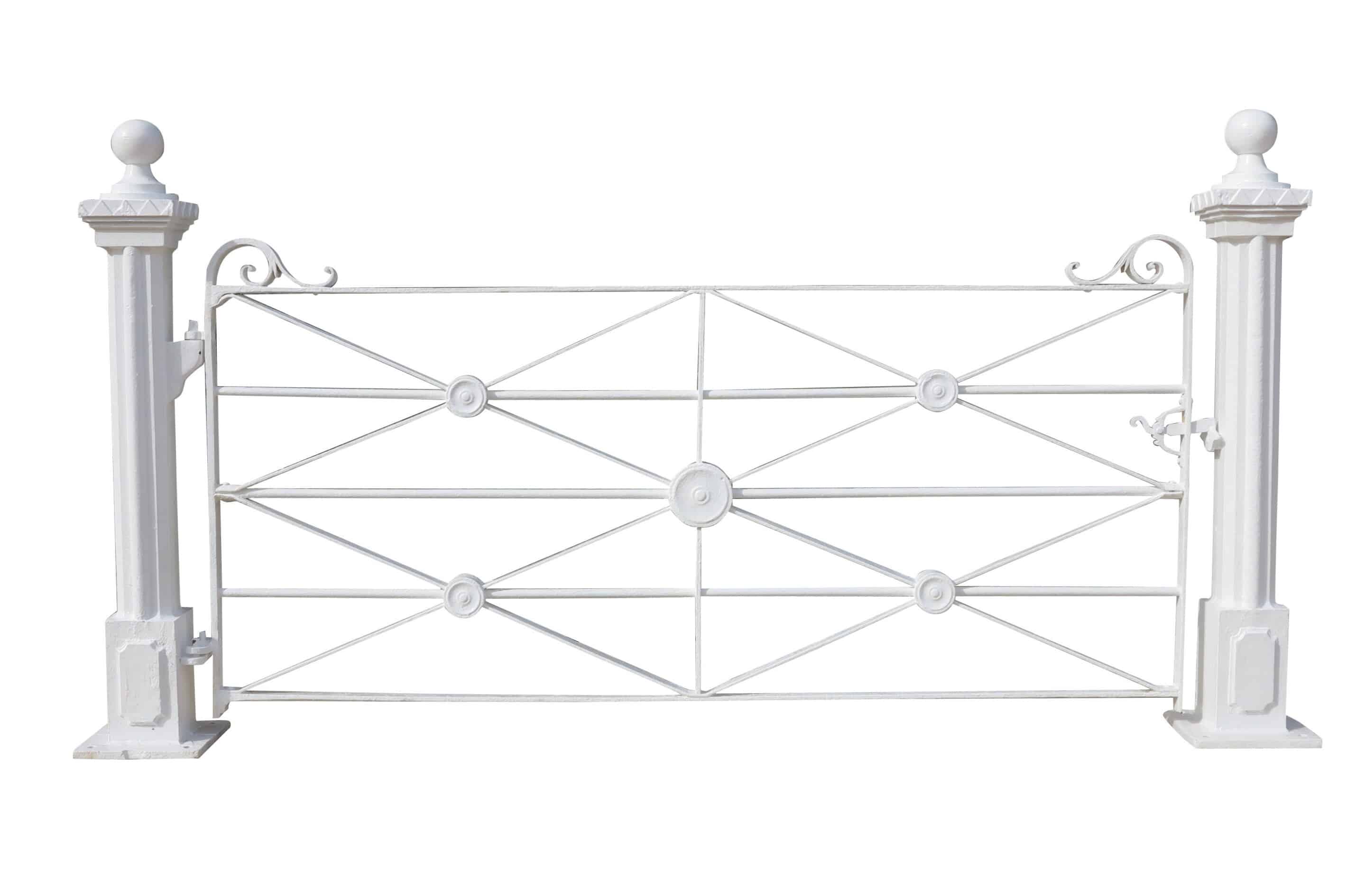 Wrought Iron Antique Estate Gate and Cast Iron Posts
