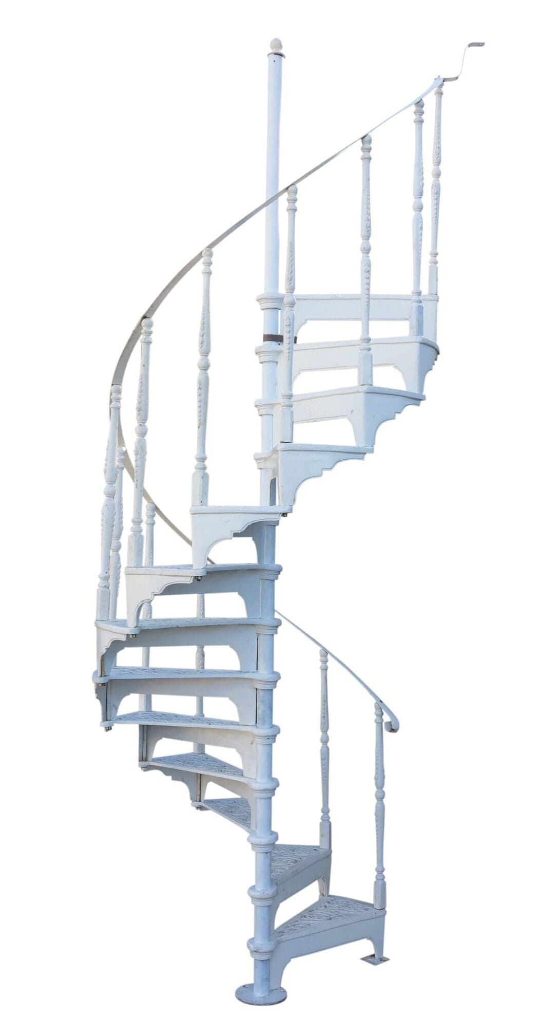Cast Metal White Spiral Staircase With Balcony - 9099