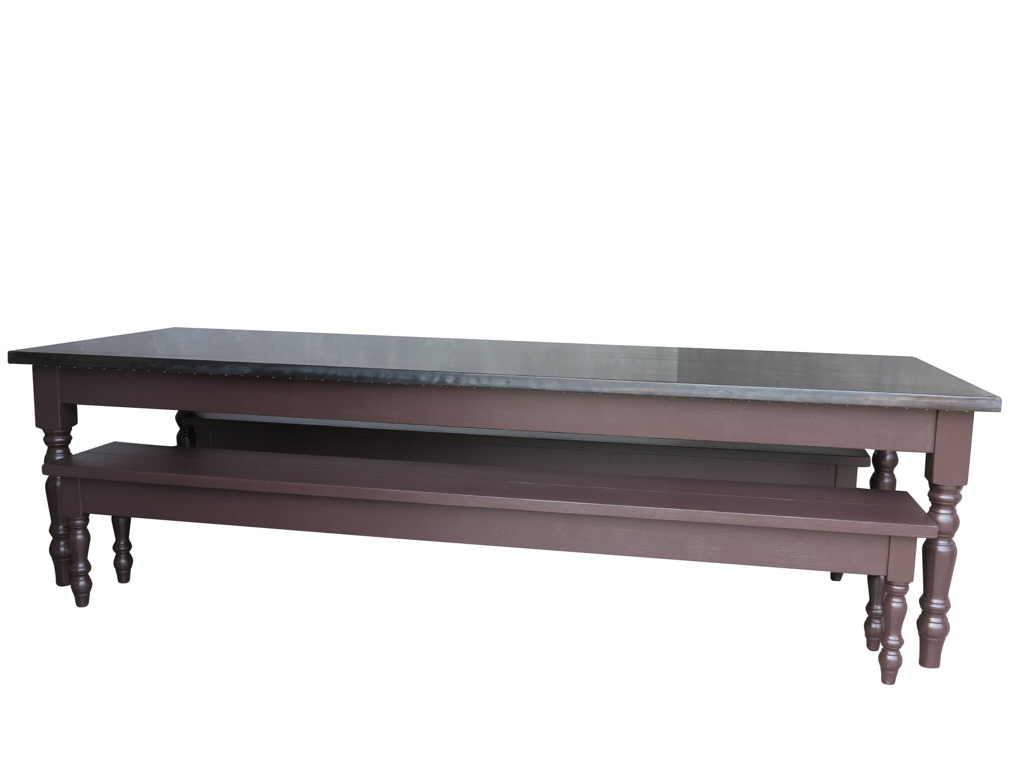 Handmade Antiqued Zinc Kitchen Table & Benches - D1634