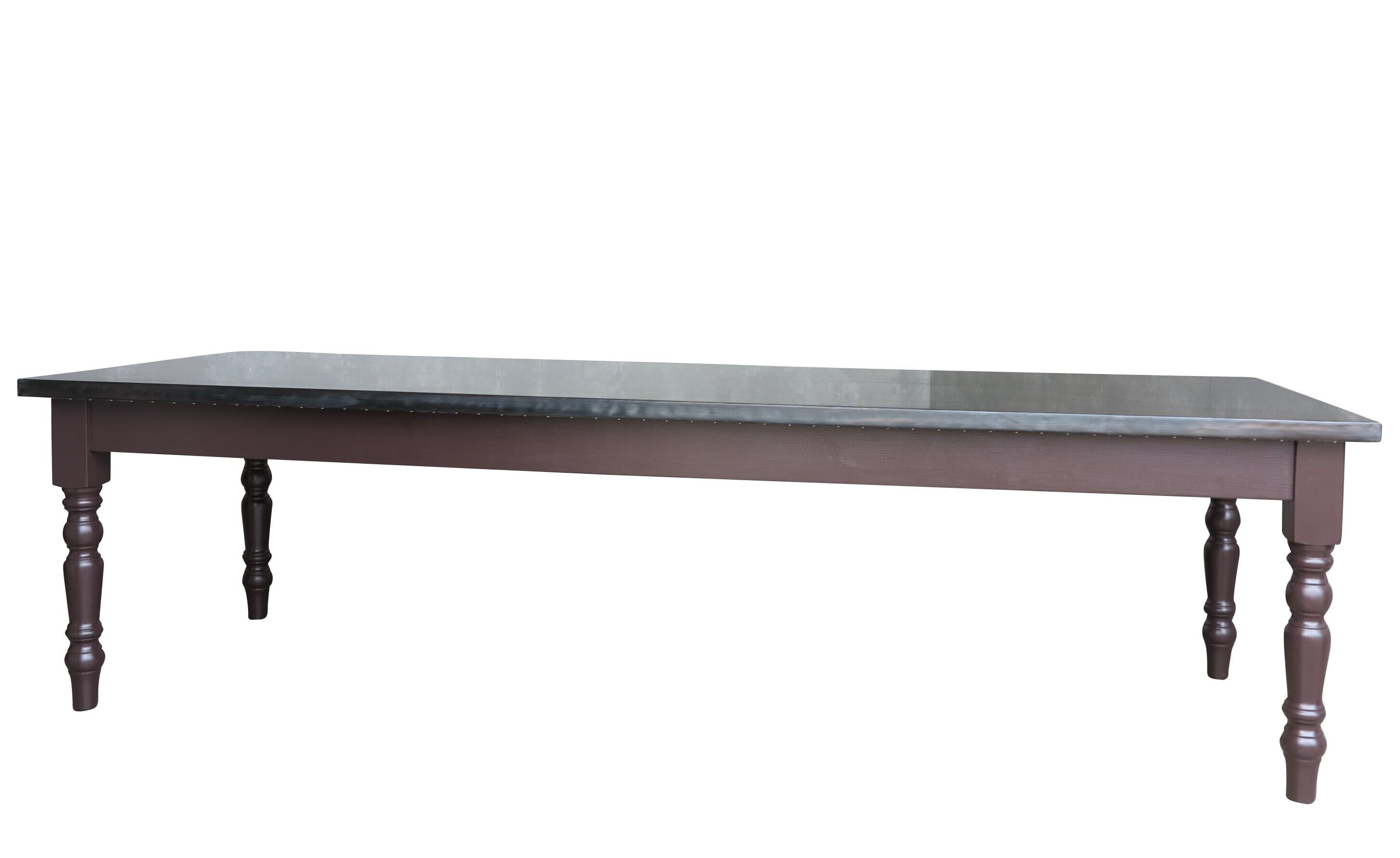 Handmade Large Antiqued Zinc Top Dining Table - D1636