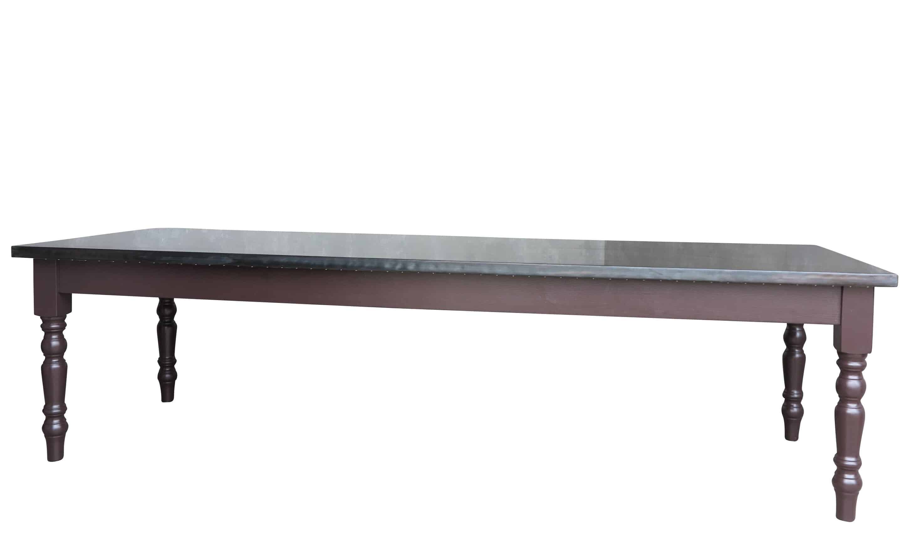 Handmade Large Antiqued Zinc Top Dining Table