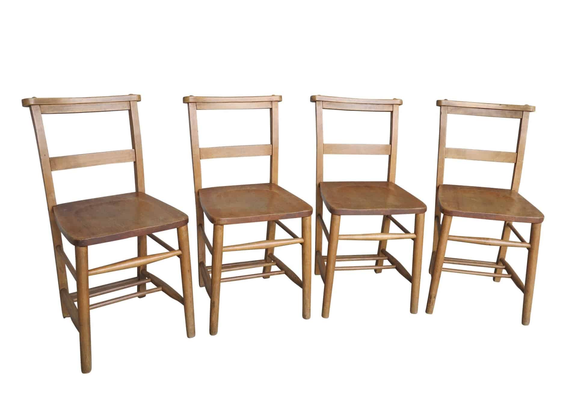 Set of 4 Church / Chapel Chairs Without Bible Backs