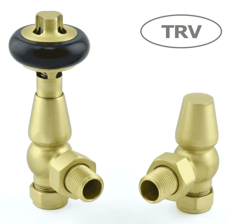 Brushed Brass Thermostatic Faringdon Radiator Valves - Fabb