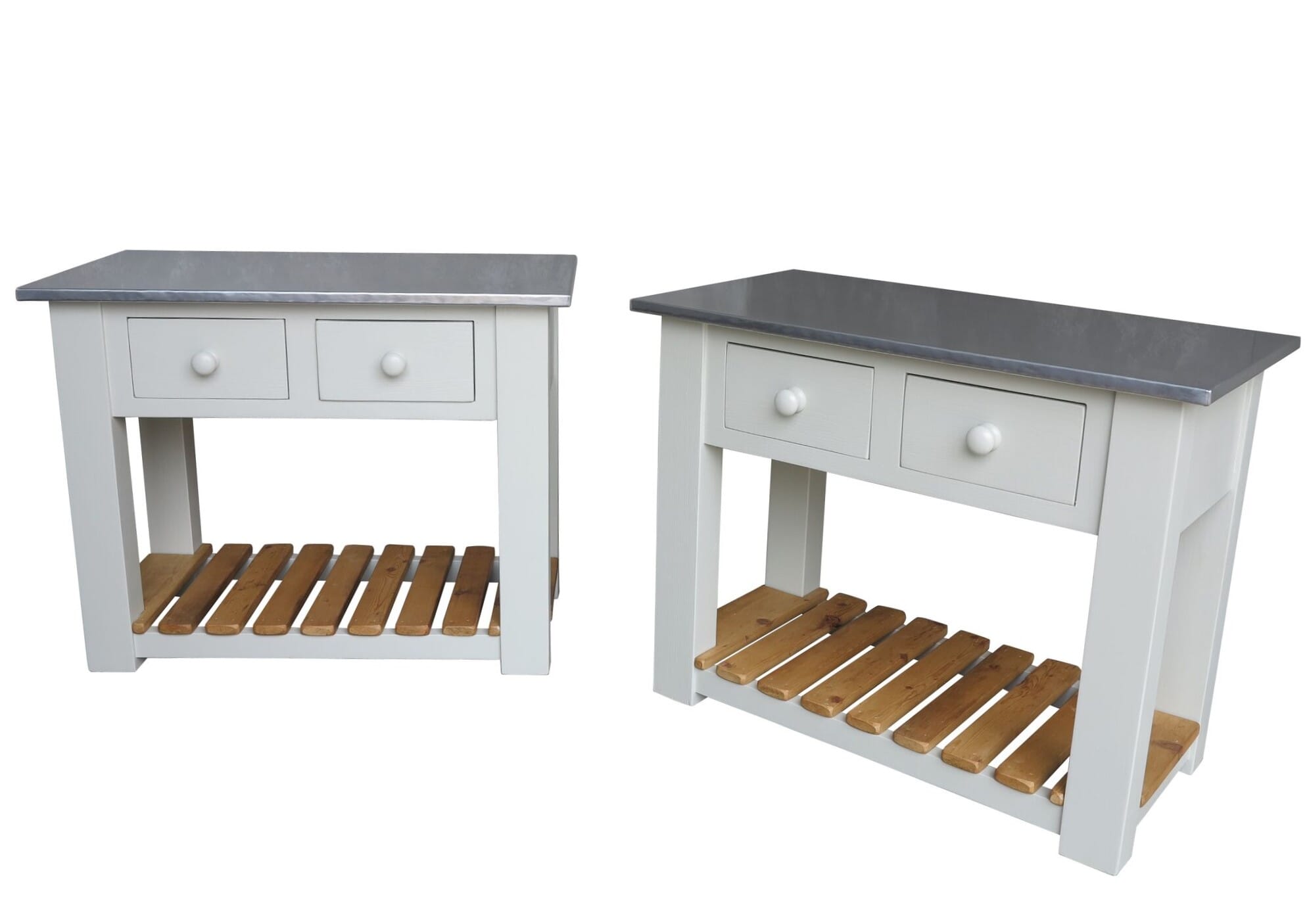 Bespoke Zinc Top Bedside Tables with Drawers & Shelves - D1639