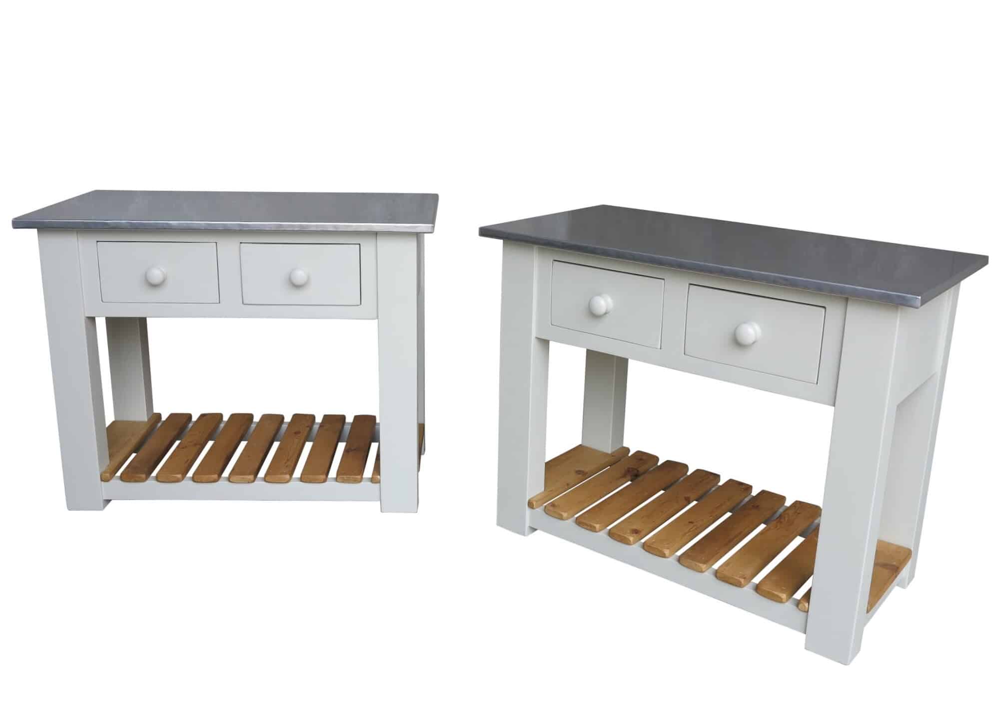 Bespoke Zinc Top Bedside Tables with Drawers & Shelves