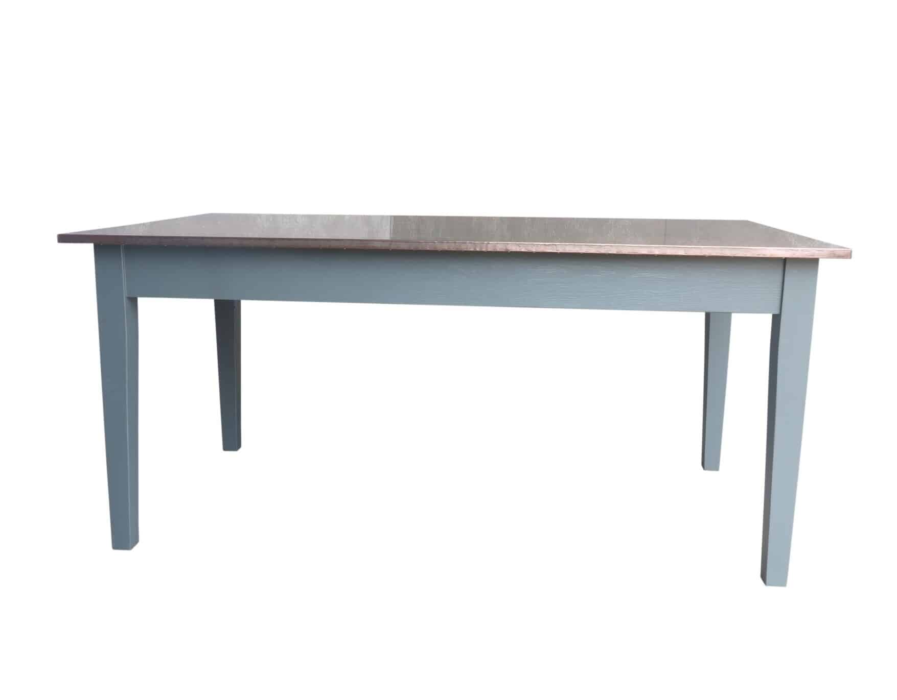 Antiqued Copper Top Table With Painted Base and Drawers