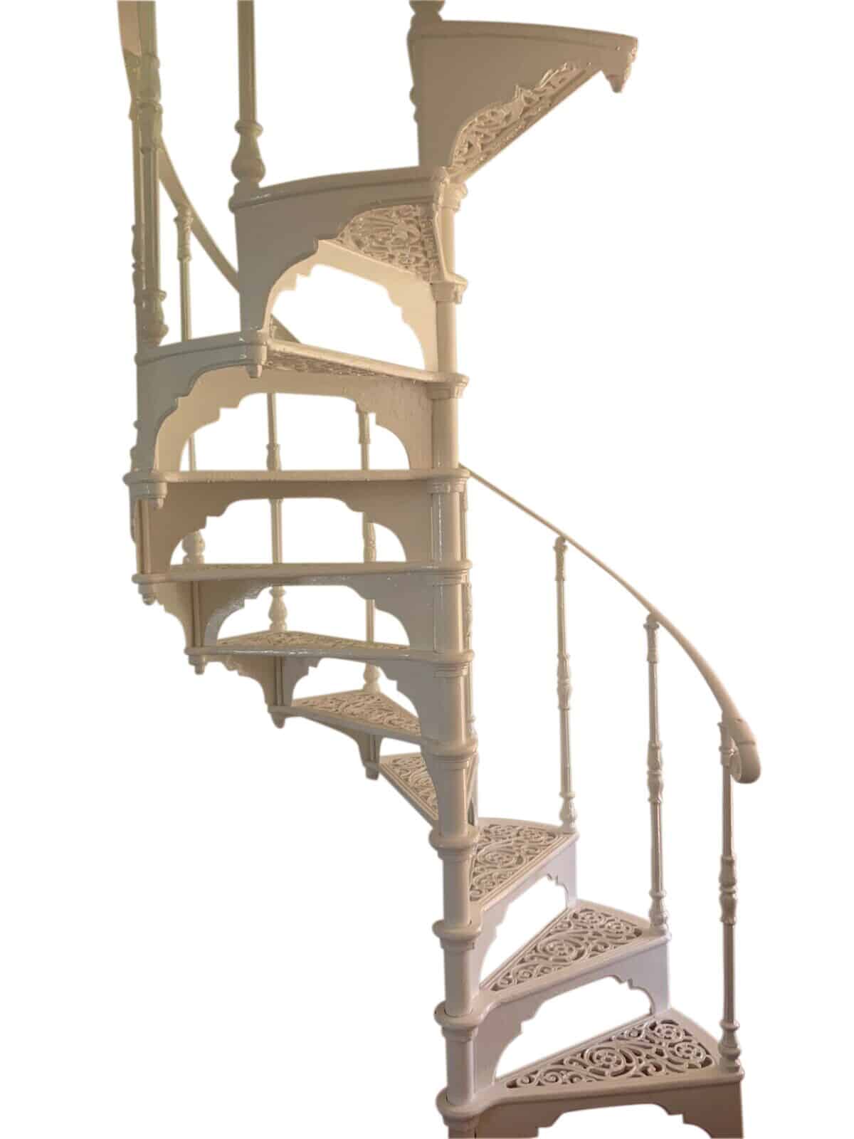 White Cast Iron Spiral Staircase by Safety Stairways