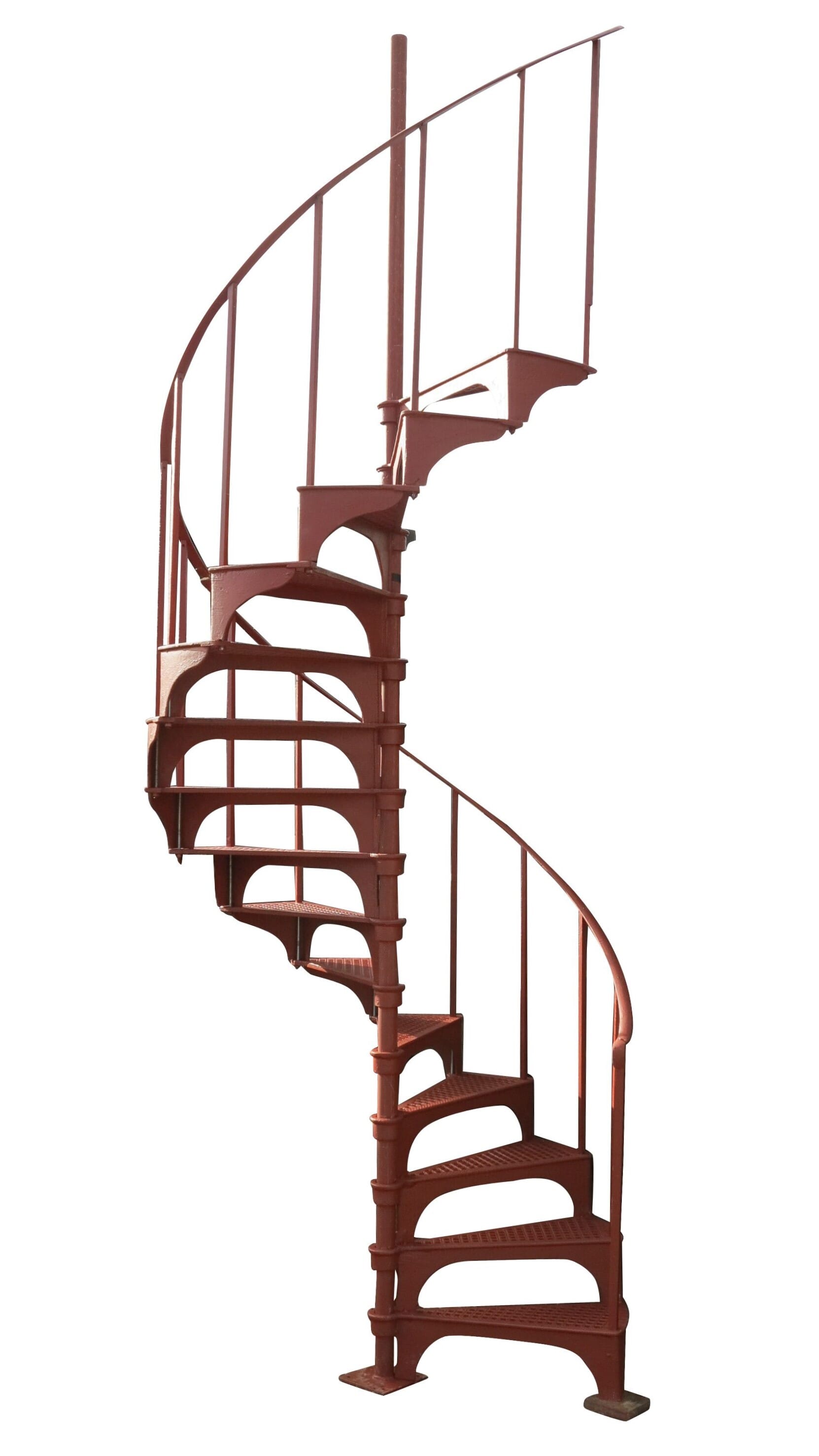 Industrial Cast Iron Red Oxide Undercoat Spiral Staircase - 9076