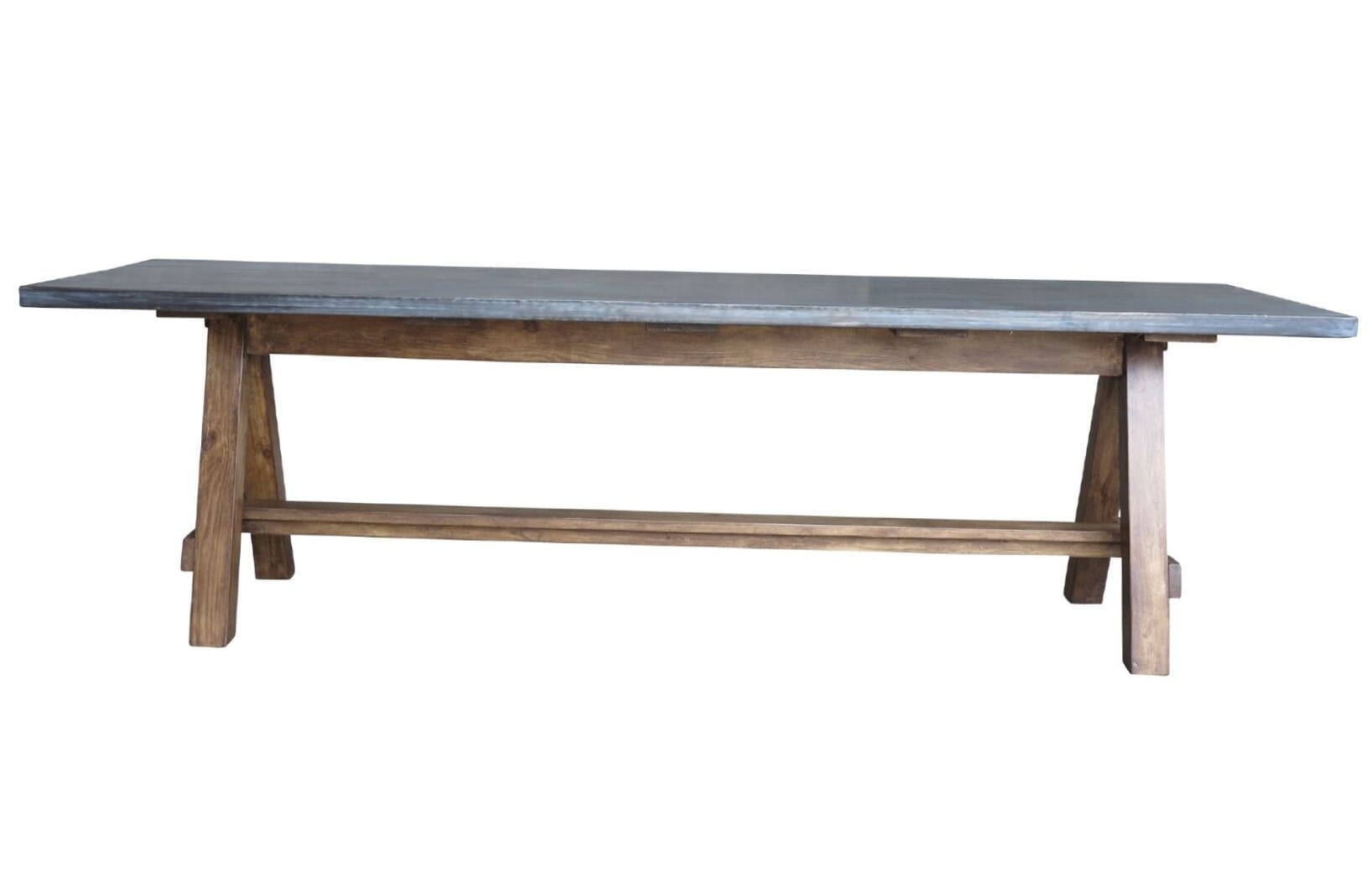 Handmade Antiqued Zinc Top Dining Table A Frame Base - D1642