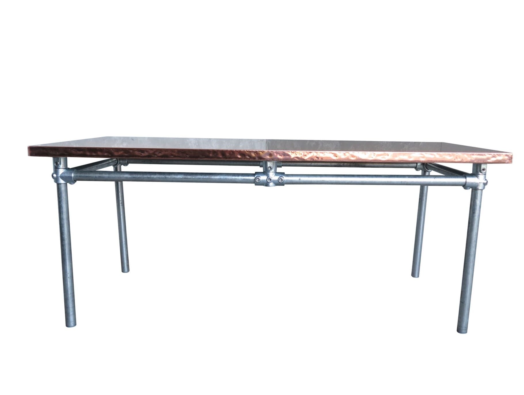 Natural Copper Top Kitchen Table With Metal Base - D1649