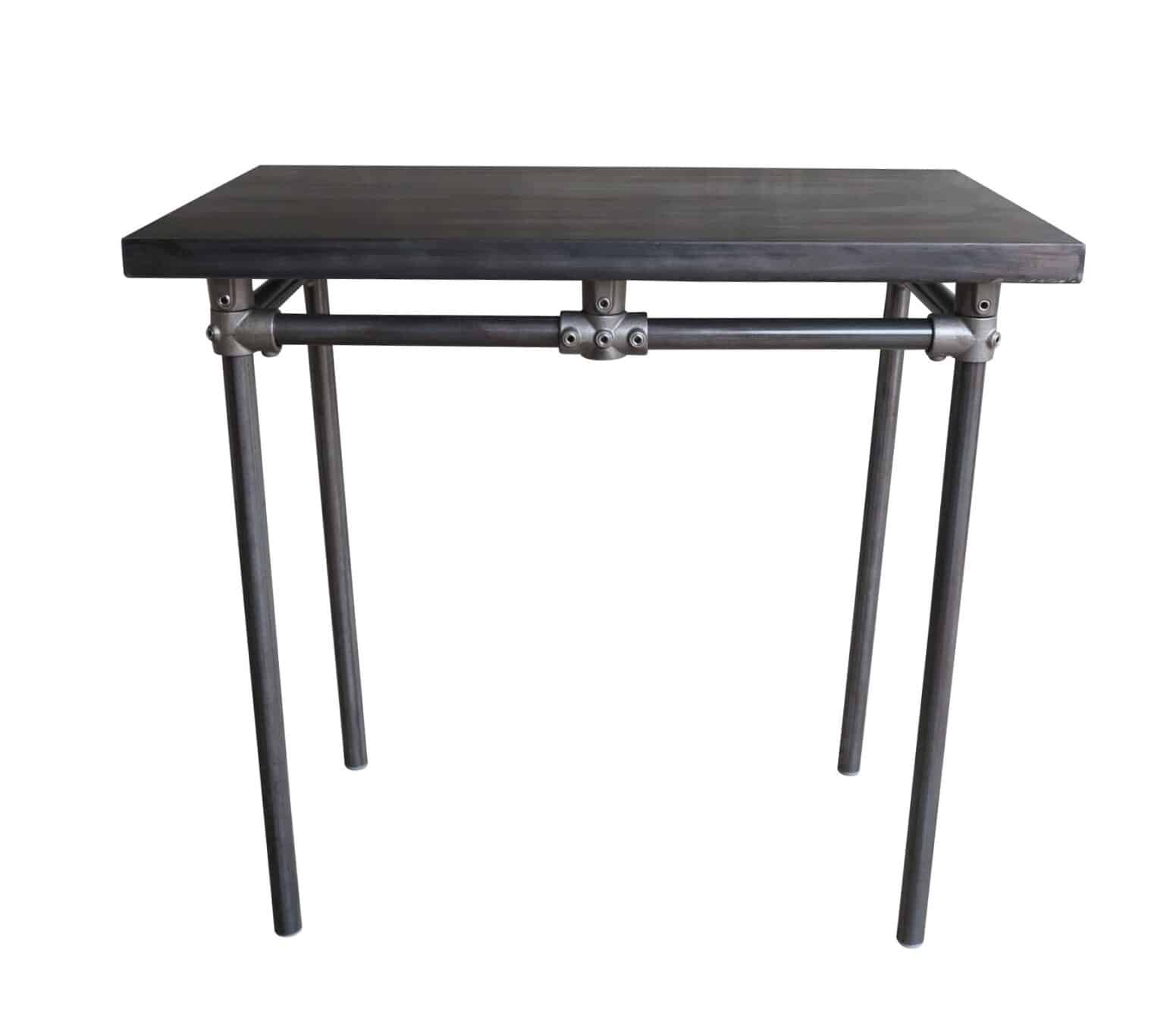Antiqued Zinc Top Side Table With Metal Base