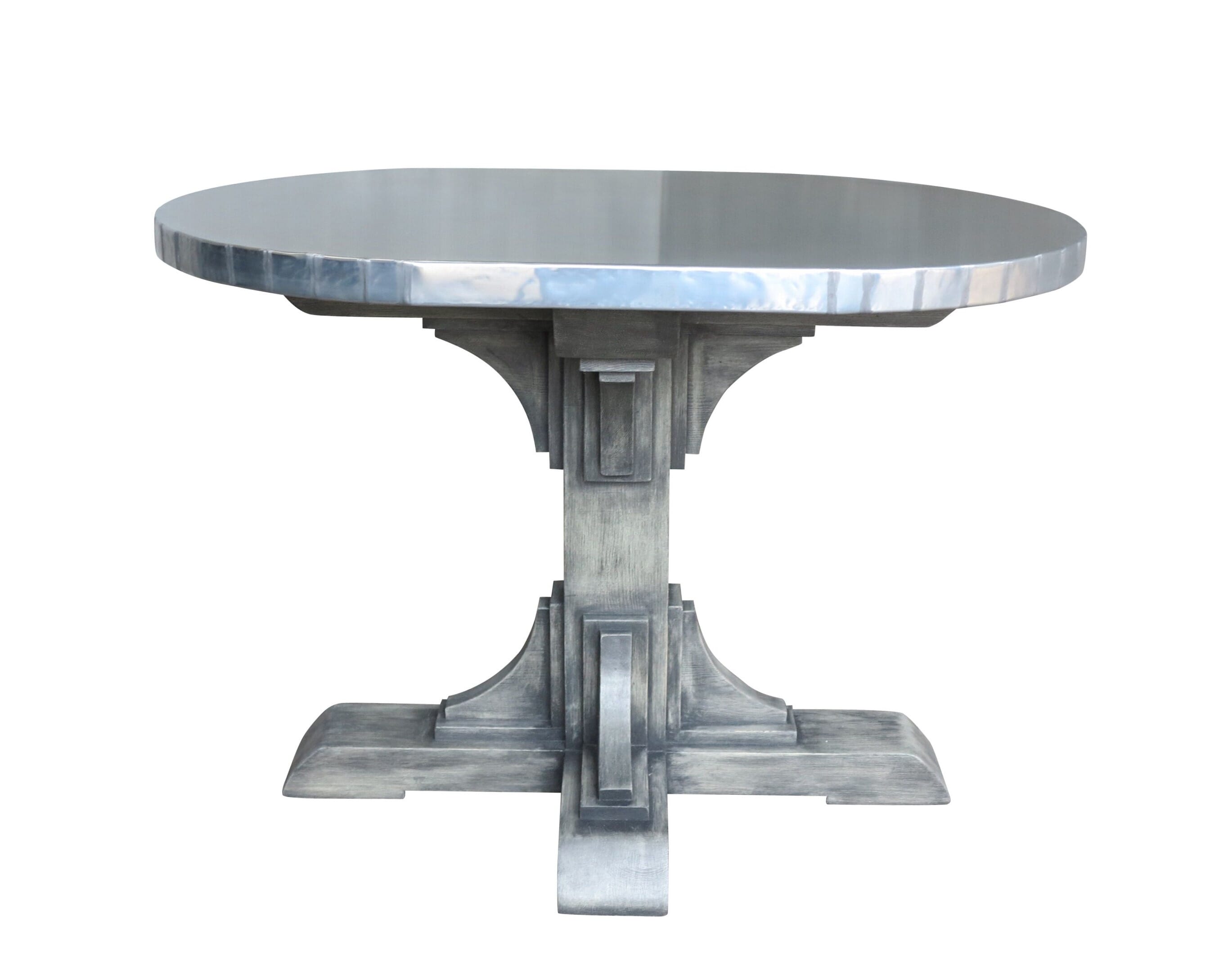 Bespoke Oval Natural Zinc Top On Gothic Style Pedestal - D1655