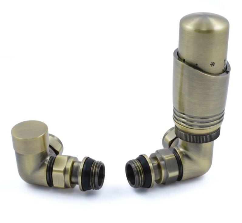 Delta Antique Brass Finish Corner TRV Radiator Valves  - DECAB