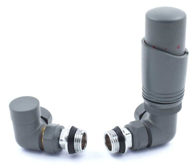 Delta Gunboat Grey Finish TRV Corner Radiator Valves  - DECGB