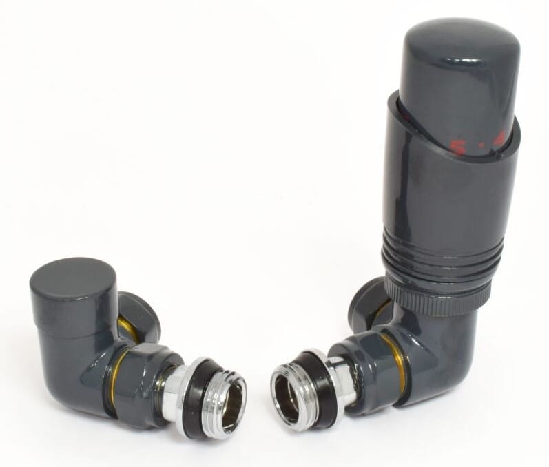 Delta Anthracite Finish TRV Corner Radiator Valves  - DECA