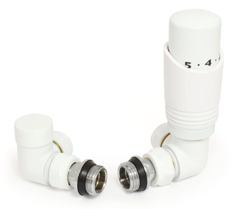 Delta White Finish Thermostatic Corner Radiator Valves  - DECW