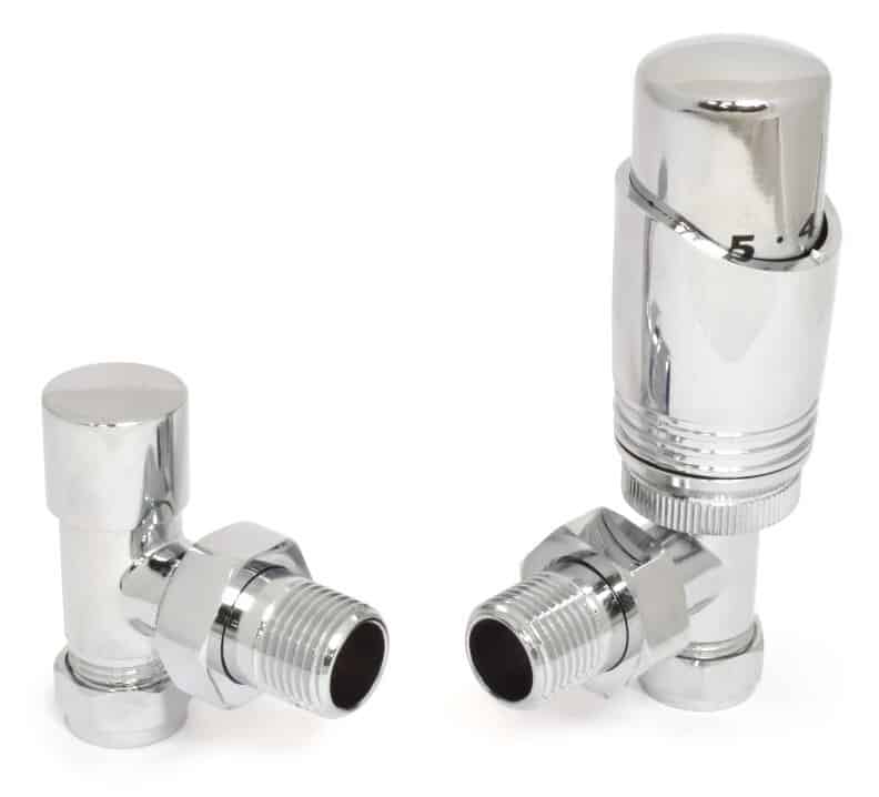 Delta Thermostatic Angled Chrome Radiator Valves