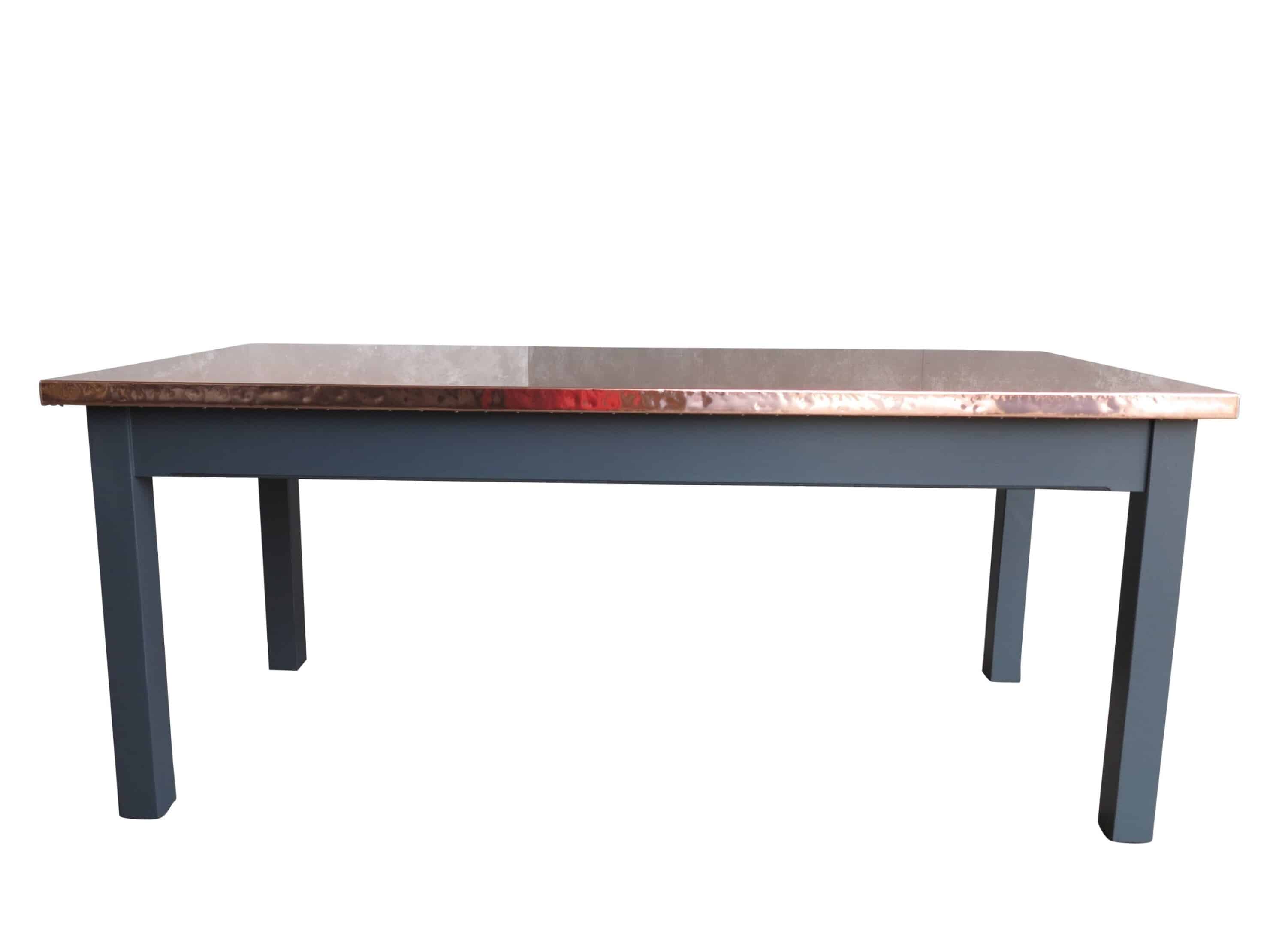 Bespoke Natural Copper Top Table With Painted Base