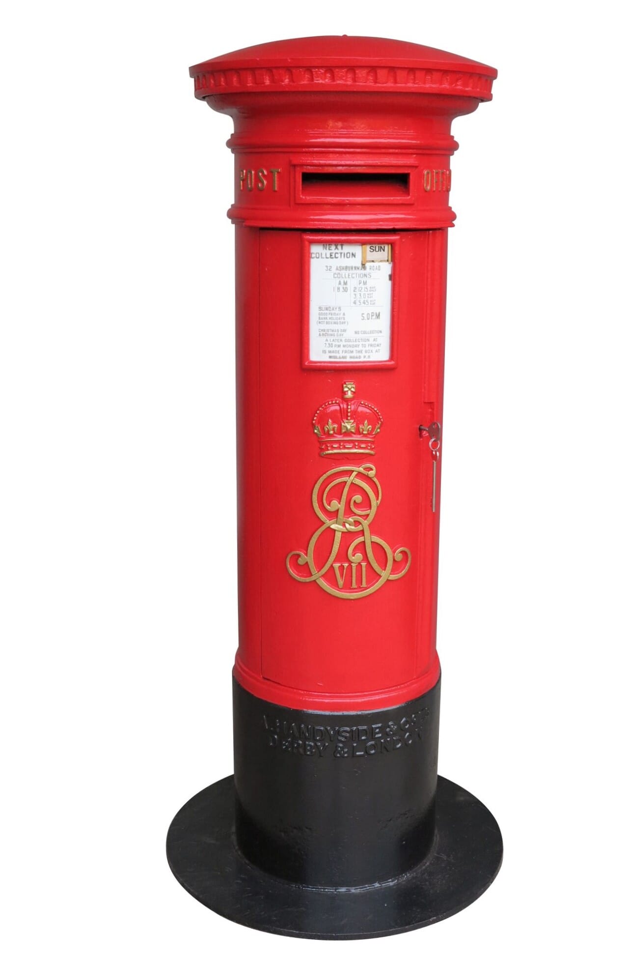 Original Edward 7th Cast Iron Red Post Office Pillar Box - IOMVat10