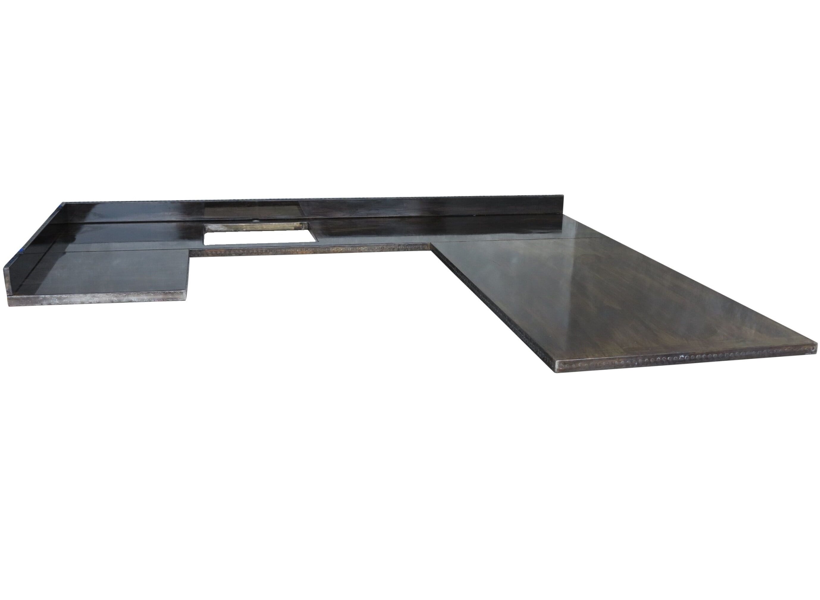 Handmade Antiqued Zinc Kitchen Worktops with Splashbacks - D1660