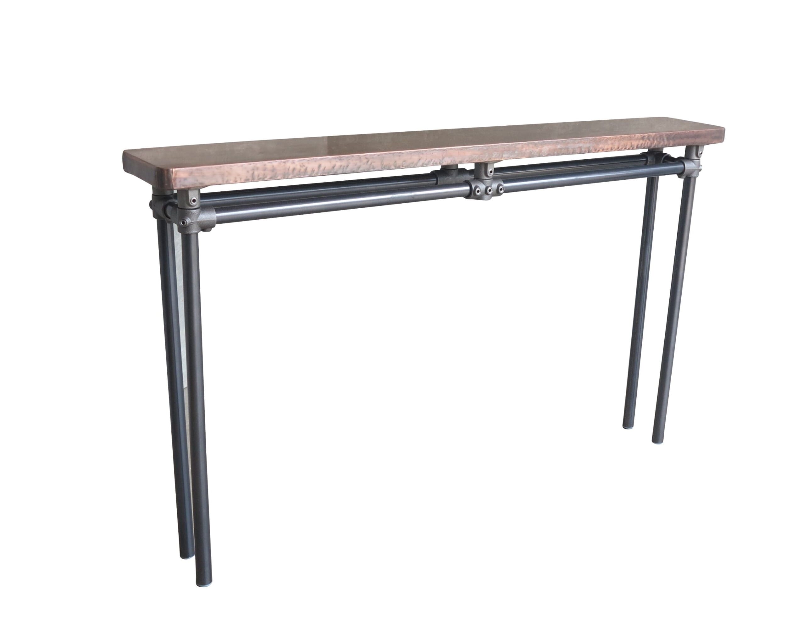 Antique Copper Top Side Table With Metal Base - D1662