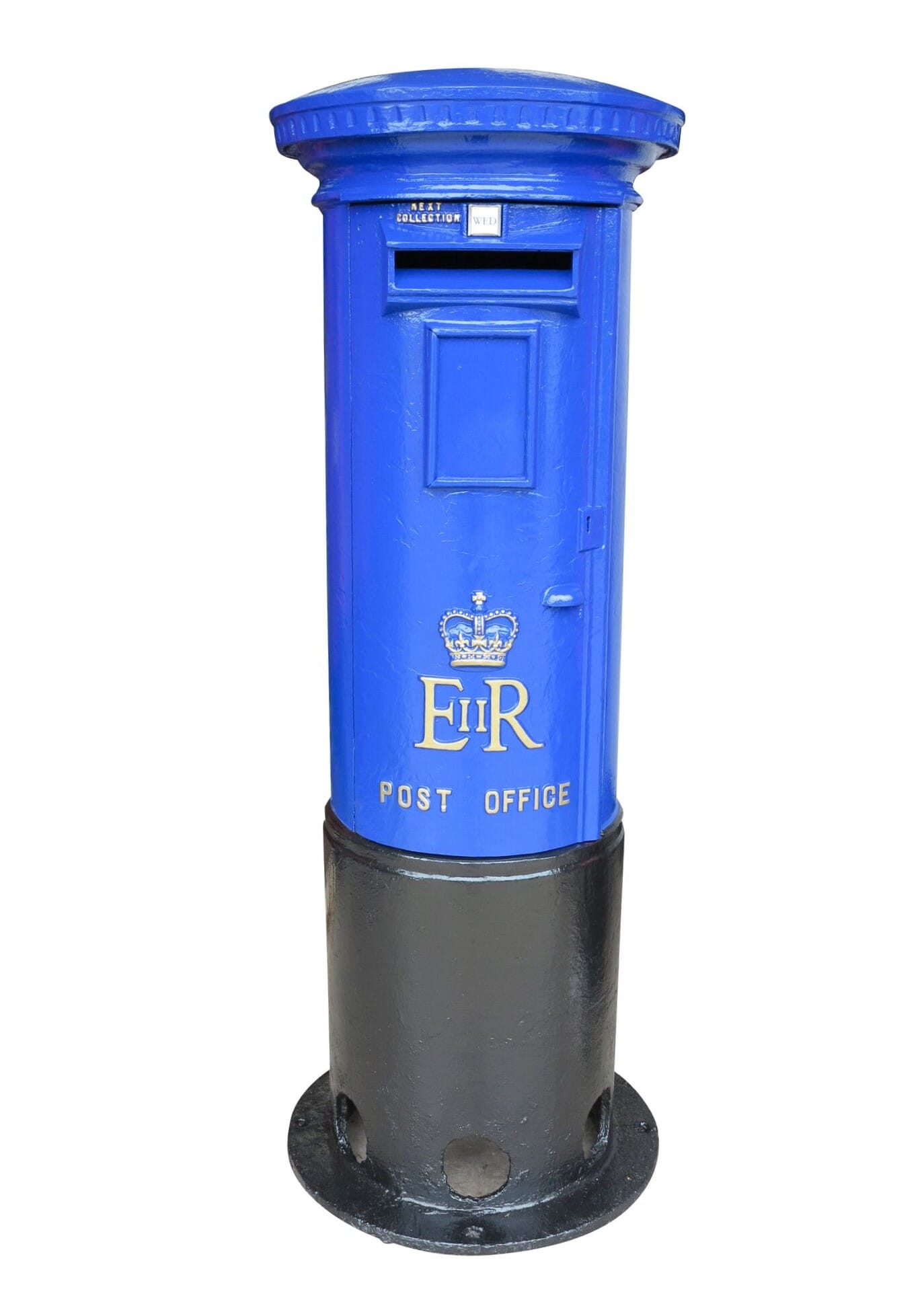 Genuine Reclaimed Cast Iron Blue ER II Pillar Box - 8807a