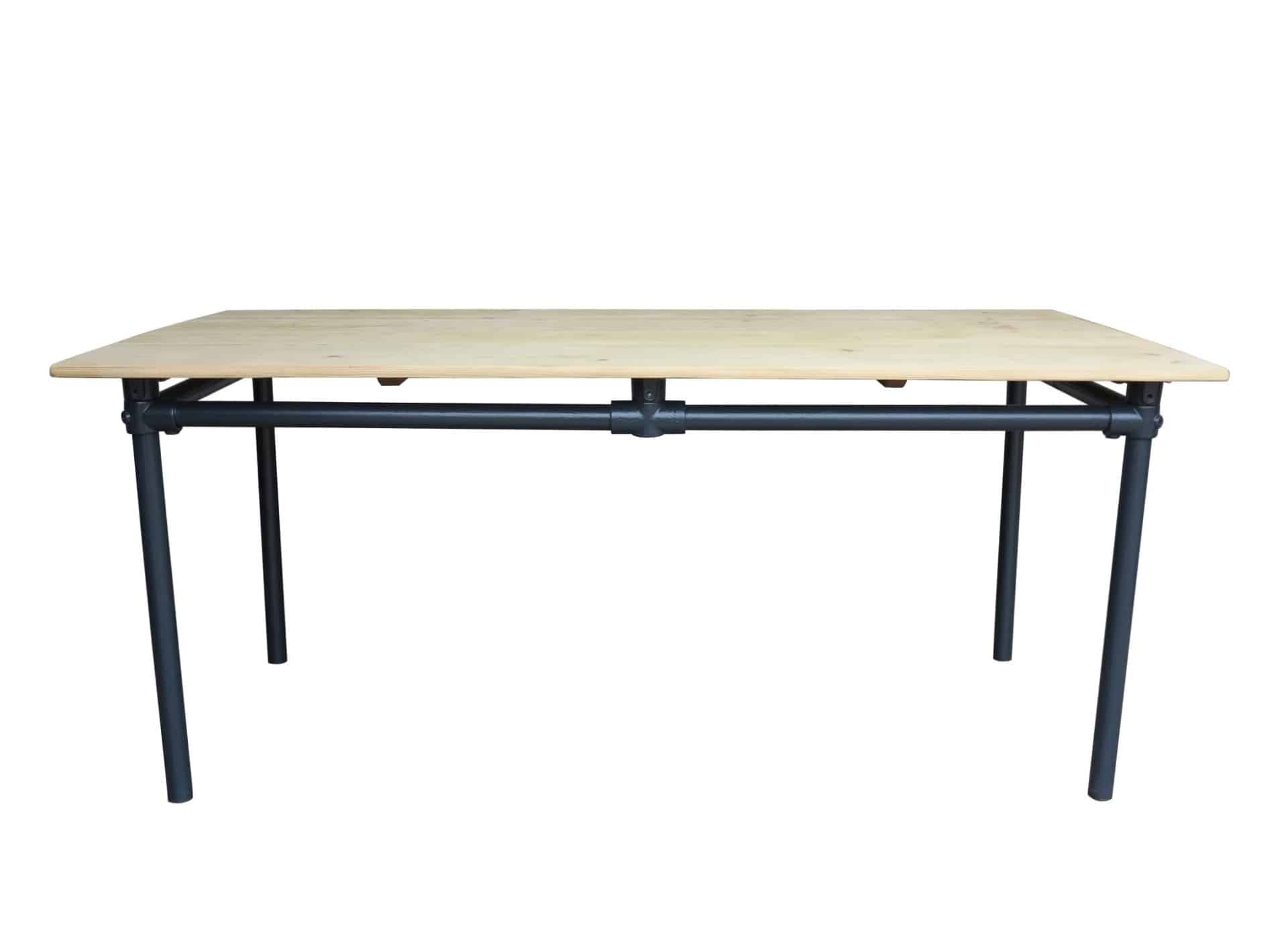 Reclaimed Pine Scrub Top & Metal Painted Table Base