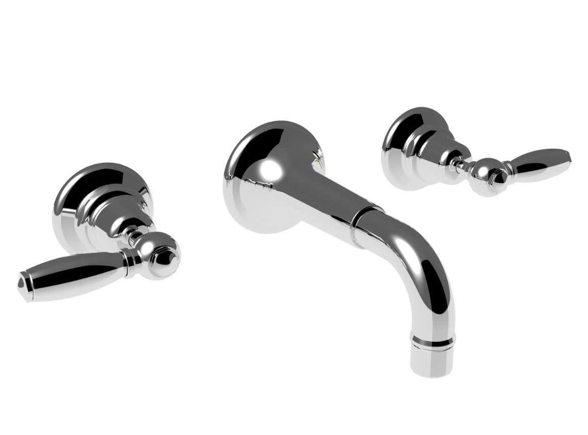 Thomas Crapper 1920 Lever 3 Tap-Hole Wall Basin Mixer - TC19LE403WSCP
