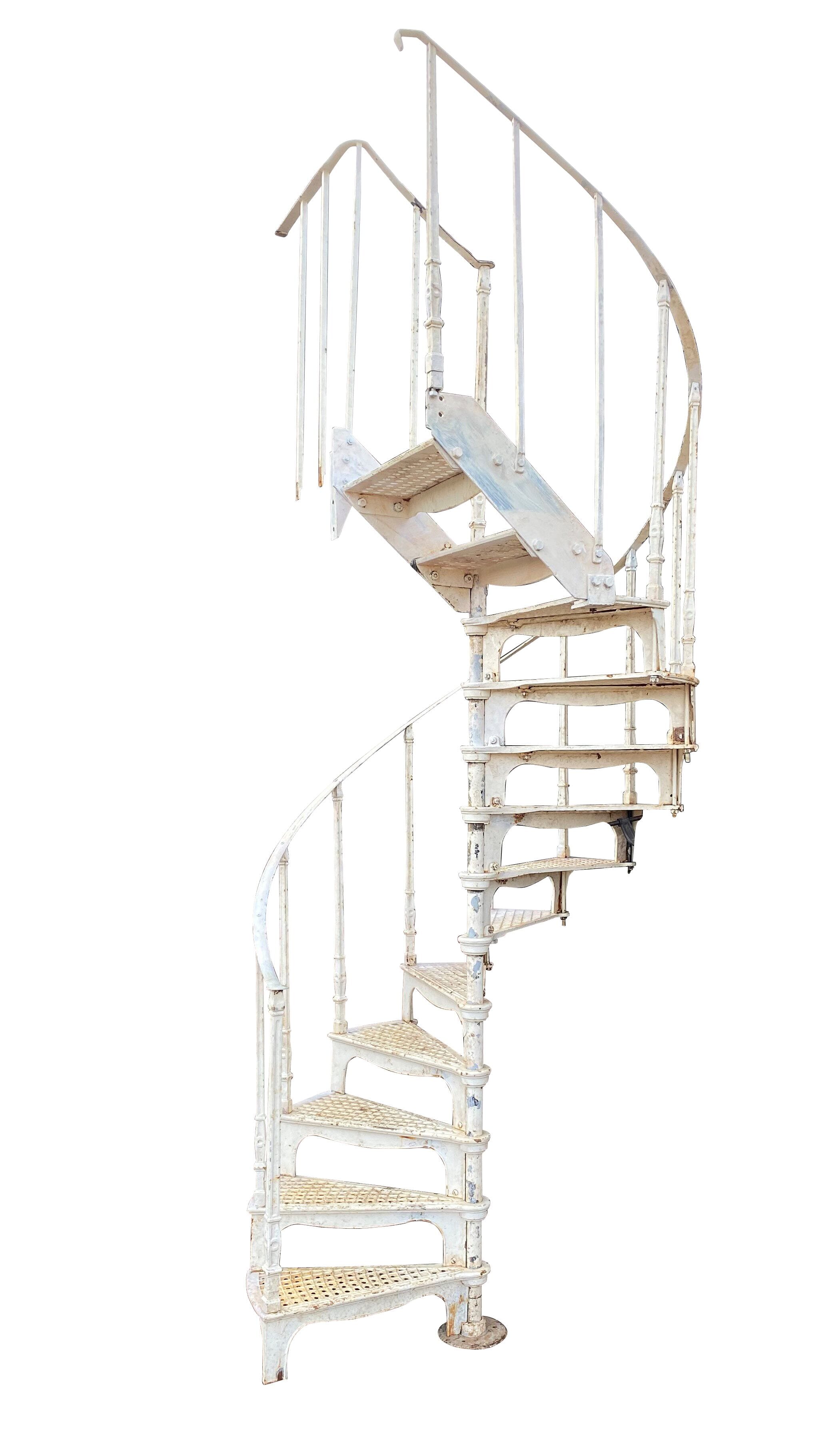 Industrial Cast Iron White Spiral Staircase - 9137