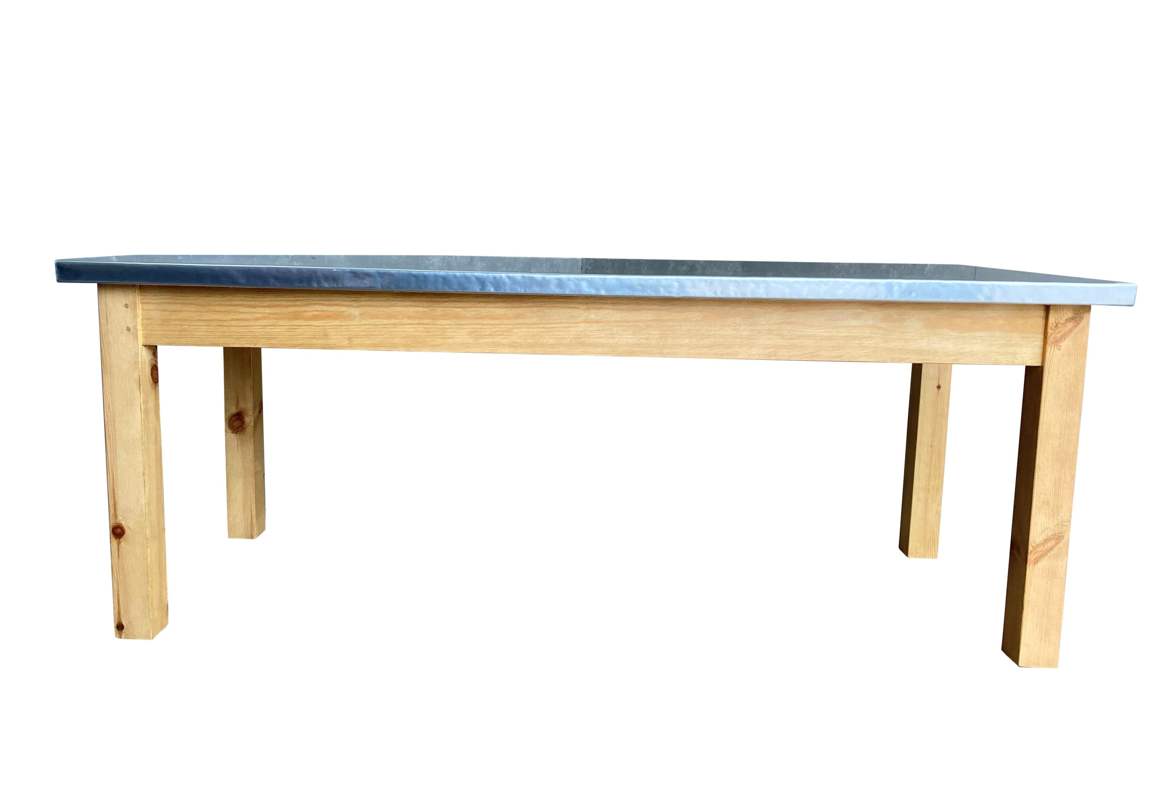 Bespoke Natural Zinc Top Table With Wooden Base - D1669