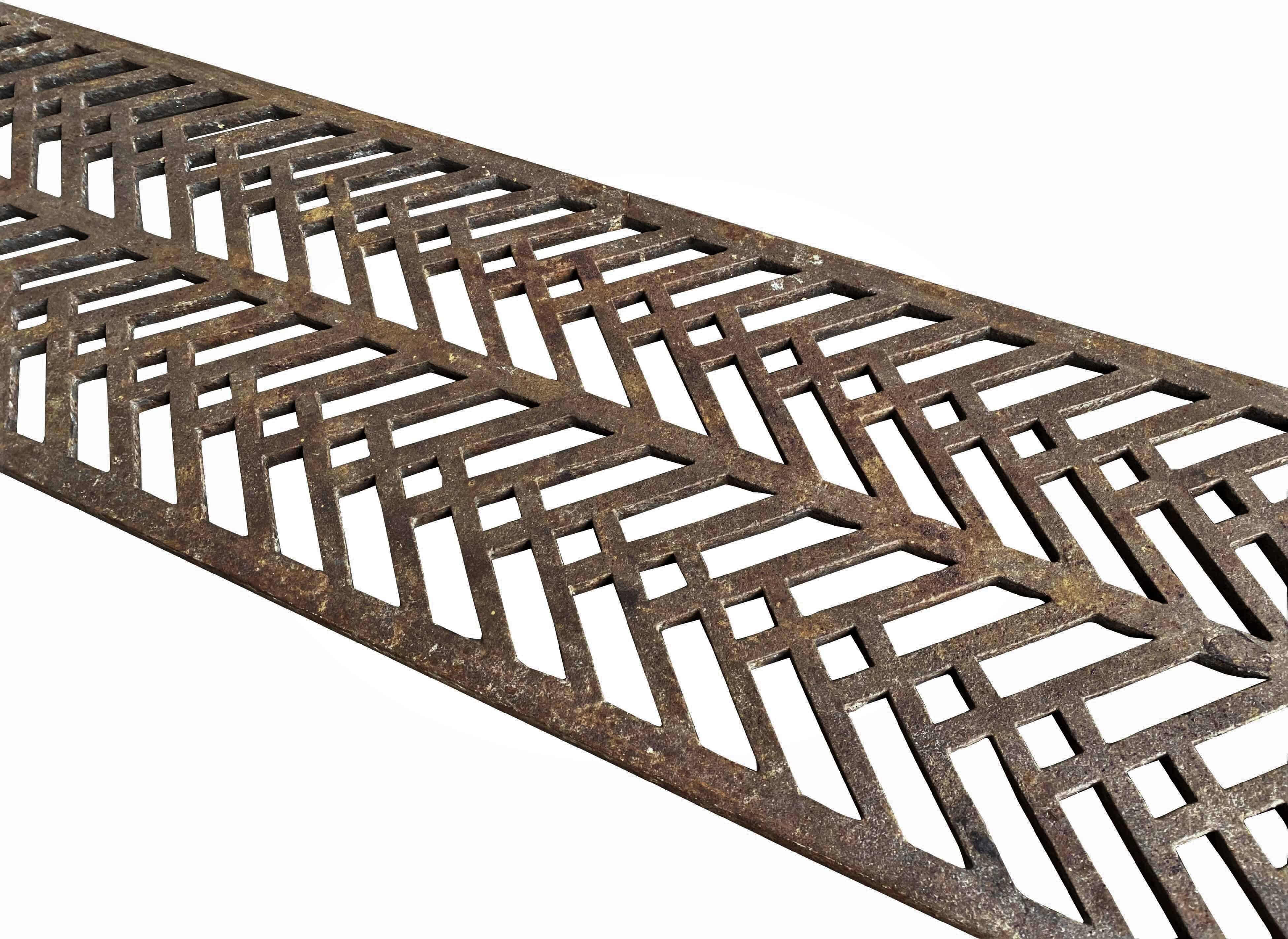 Large Run of Genuine Antique Cast Iron Floor Grilles
